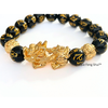 Black Obsidian Bracelet — Feng Shui Pixiu 24K Gold for Wealth & Protection