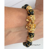 Black Obsidian Bracelet — Feng Shui Pixiu 24K Gold for Wealth & Protection