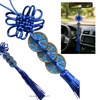 feng shui coins in blue color hanging on car