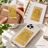 woman placing the buddha amulet card into a wallet 