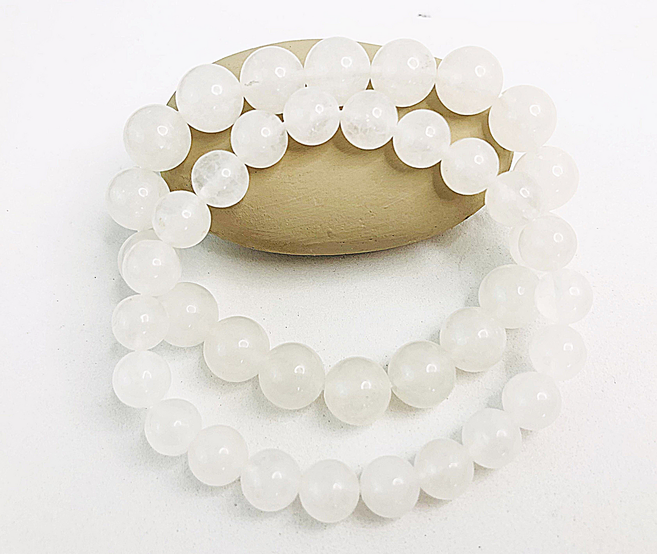 Snow White Quartz Bracelet for Love and Passion 8 mm Beads Stretchable