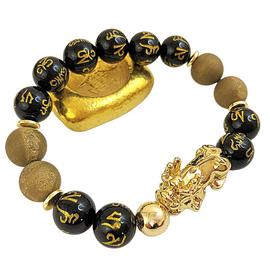 feng shui bracelet gold agate Pixiu