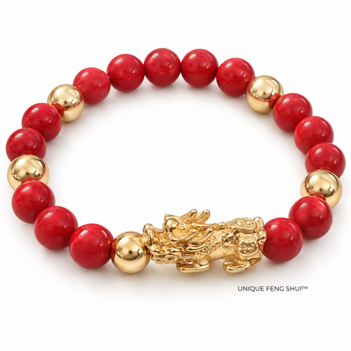 Red Pixiu Bracelet - 18K Gold 
