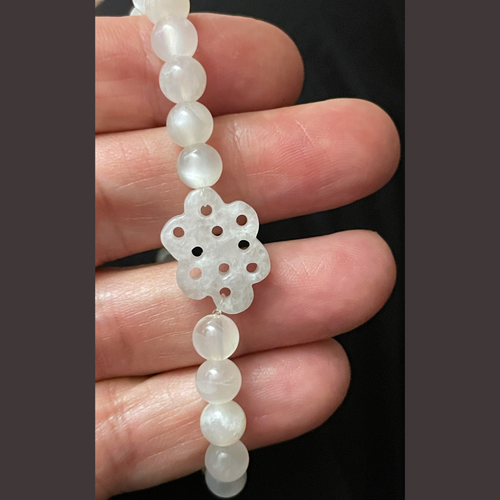 Selenite and White Jade Infinity Knot Bracelet