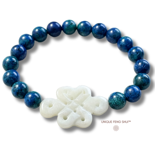 Mystic Knot Bracelet for Career Luck in Jade and Azurite