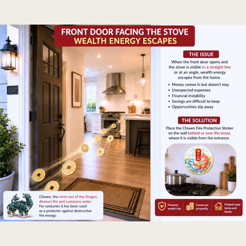 Cure for Front Door Facing the Stove-– Five Large Coins
