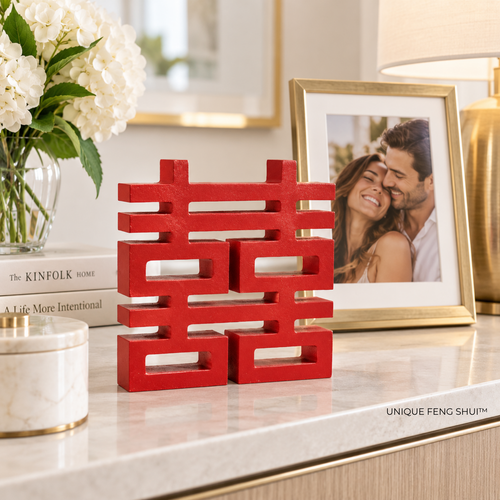 double happiness symbol decorating a bedroom