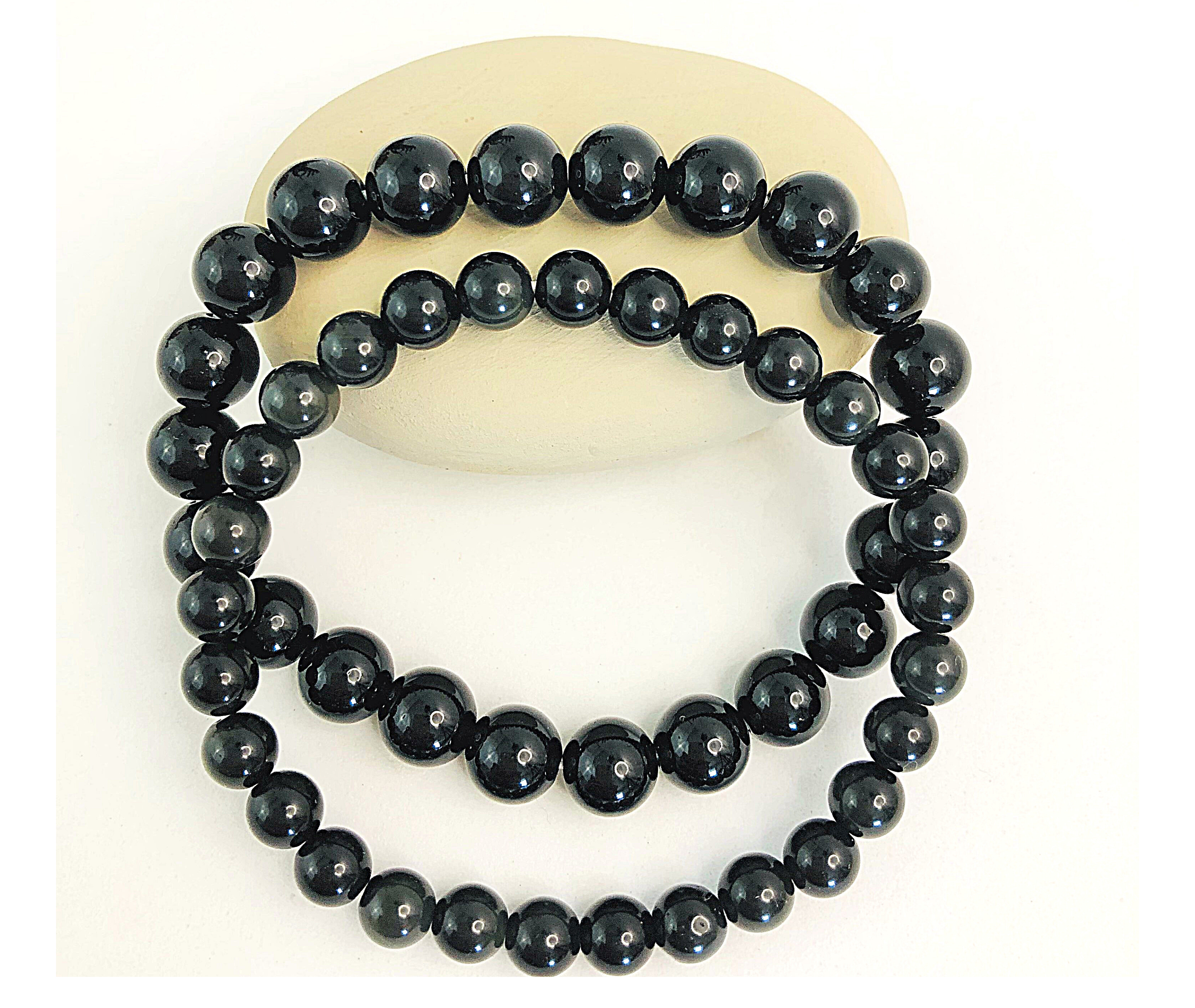  Long tiantian Black Heishi Obsidian Bracelet for Men Shungite  Bracelet Natural Stone Chakra Bracelet for Women Jewelry Clearance Under 5  Dollar Items : Health & Household