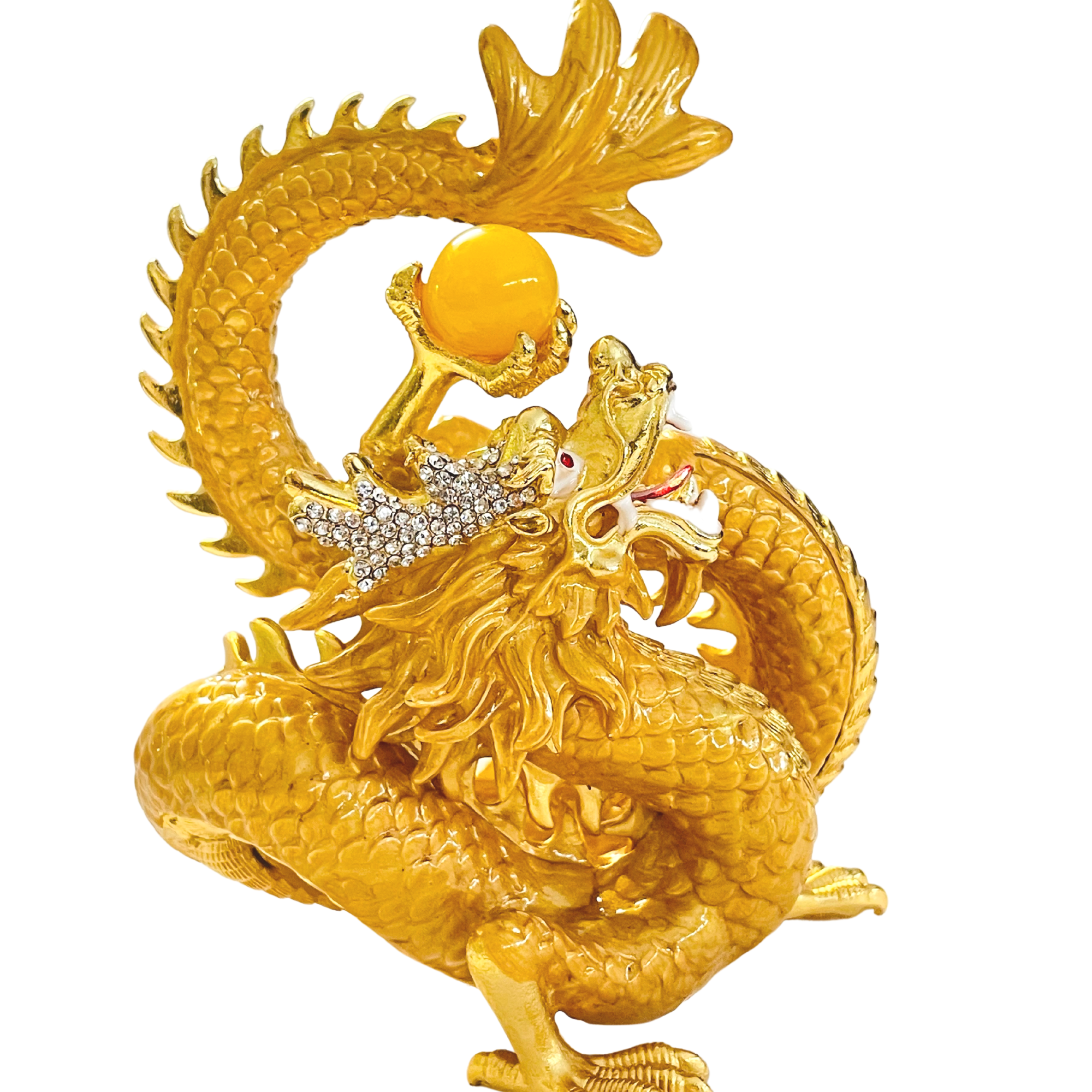 Rising Golden Dragon Holding a Pearl