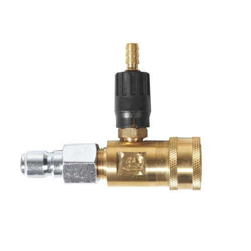 Adjustable Chemical Injector, 4500 psi @ 5 US gpm, 2.1 mm Orifice, QC Socket Inlet (General Pump Style) Adjustable Chemical Injector, 4500 psi @ 5 US gpm, 2.1 mm Orifice, QC Socket Inlet (General Pump Style)