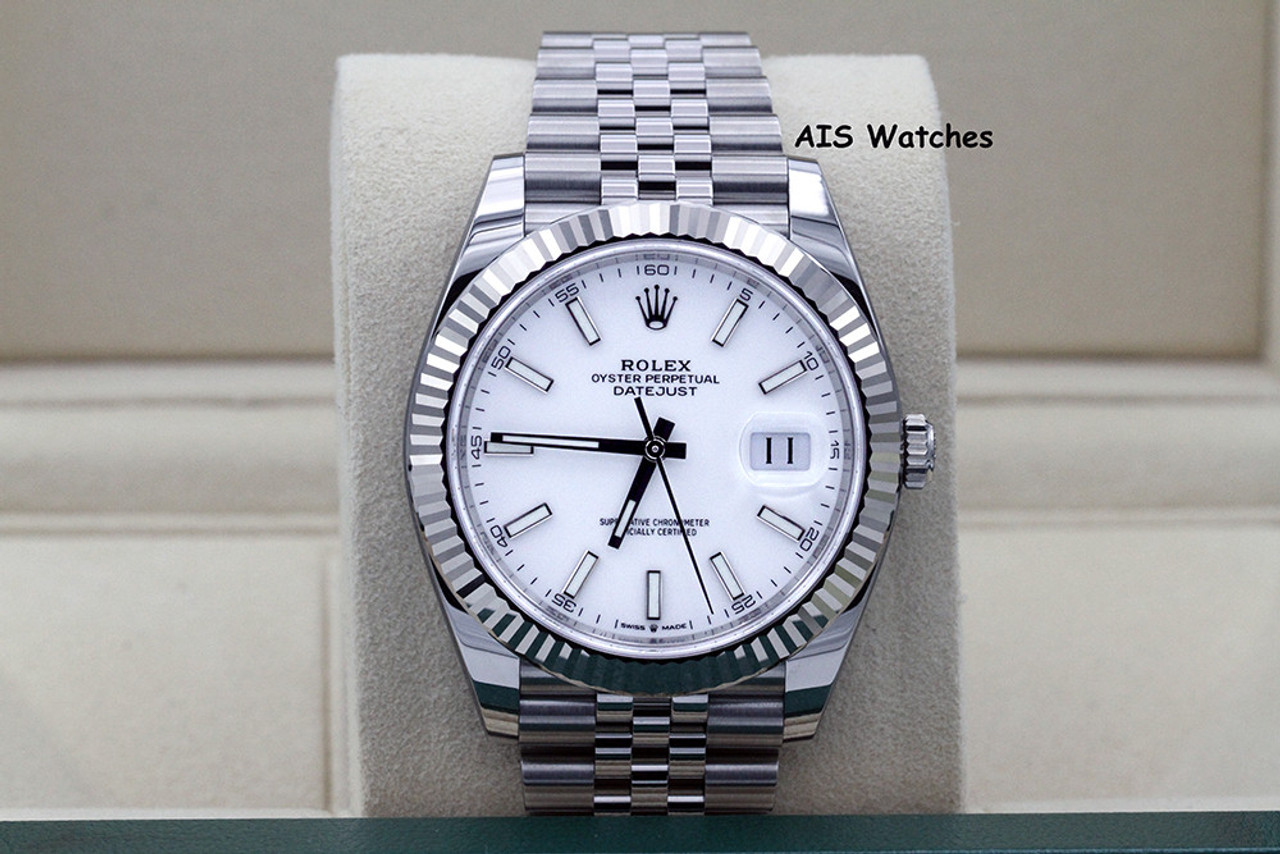 BNIB Rolex Datejust 41MM 126334 White Stick Dial Jubilee Box & Paper