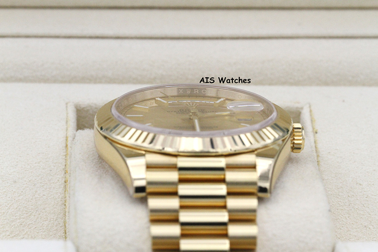 Rolex 228238 DayDate 40MM DD40 Yellow Gold Champagne Stick Dial 