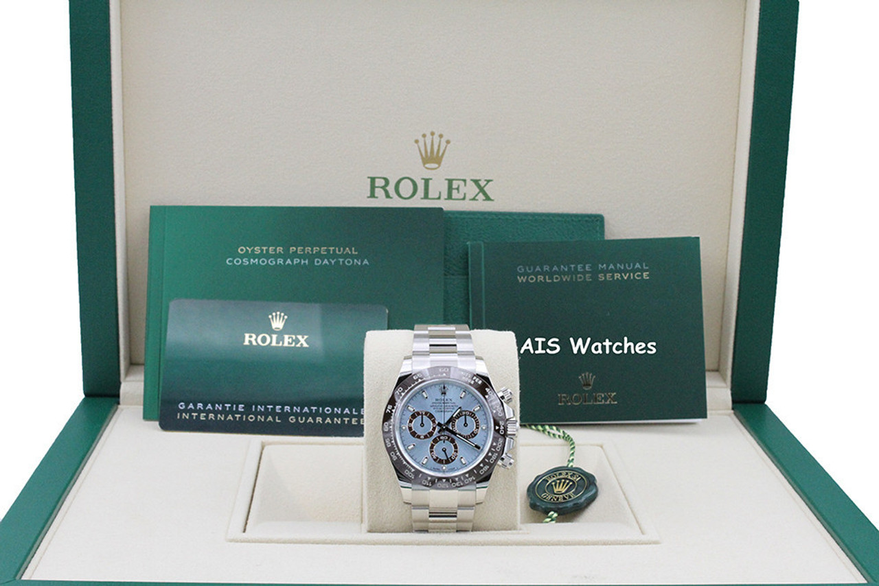 Rolex Cosmograph Daytona 116506 Ice-Blue Dial Platinum Mens Watch Box Papers