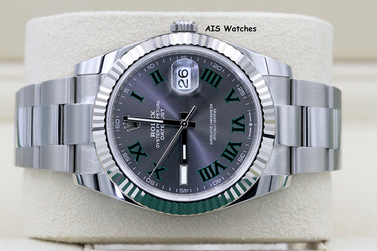 BNIB Rolex Datejust 41MM 126334 Wimbledon Slate Roman Dial Oyster Box &  Papers