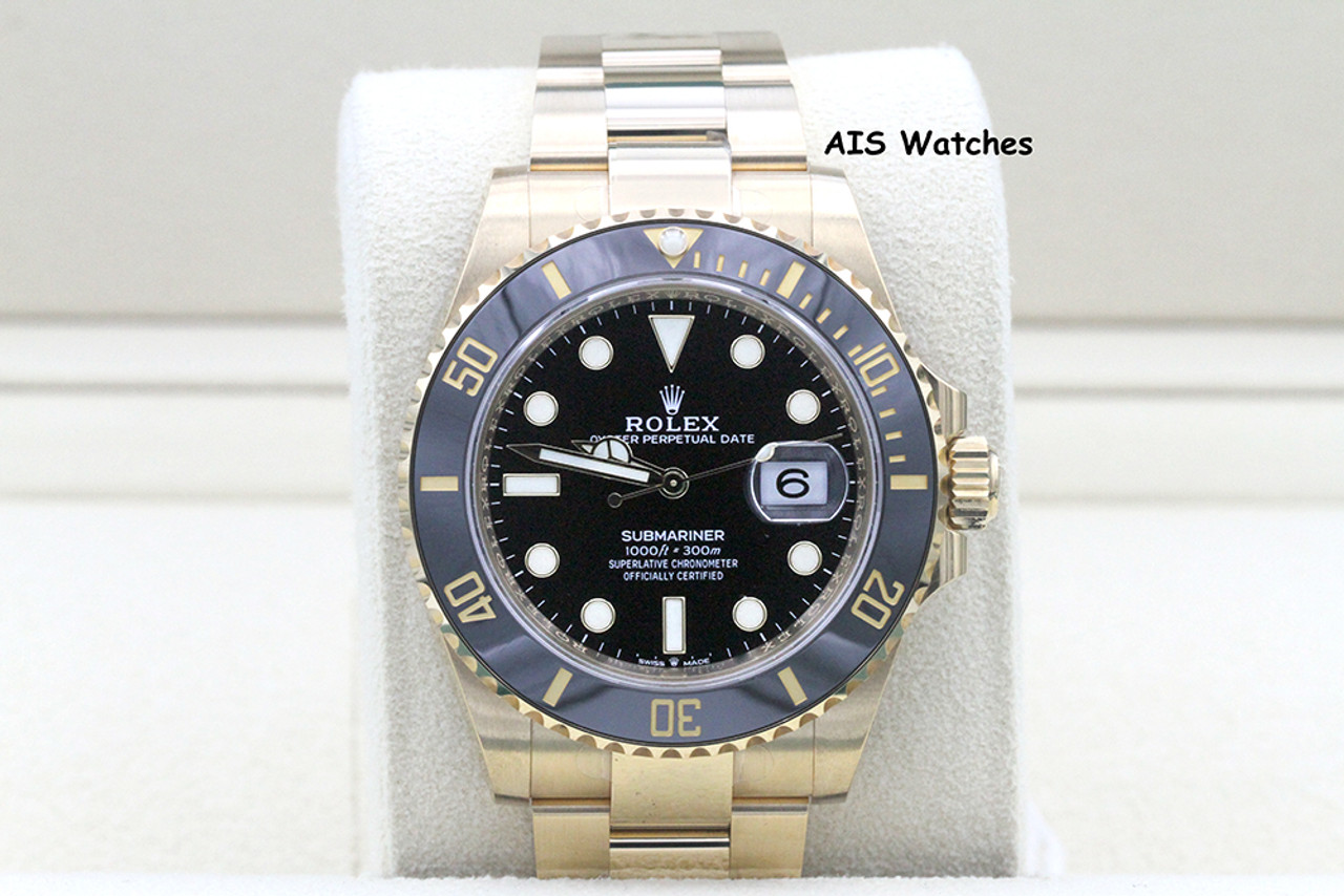 Rolex Yellow Gold Submariner Date Watch - Black Bezel - Black Dial -  126618LB