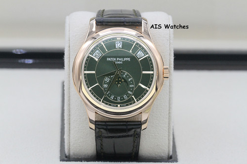 BNIB Patek Philippe Annual Calendar 5205R Rose Gold Green Dial Box & Papers