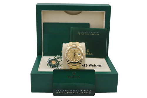 Rolex 228238 DayDate 40MM DD40 Yellow Gold Champagne Stick Dial Box & Papers