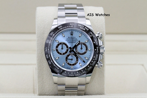 BNIB Rolex 116506 Platinum Daytona Cosmograph Ice Blue Dial Platona Box & Papers