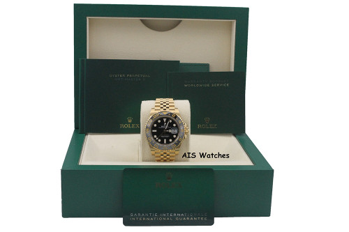 BNIB Rolex GMT-Master II 126718GRNR 18K Yellow Gold Black Dial Jubilee B&P