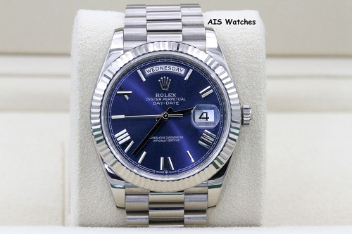 Rolex 228239 DayDate 40MM DD40 White Gold Blue Roman Dial 2019 Box & Papers