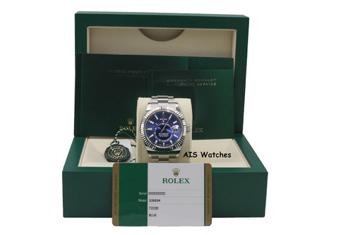 Rolex 326934 Sky-Dweller Stainless Steel Blue Dial Oyster 2020 Box & Papers