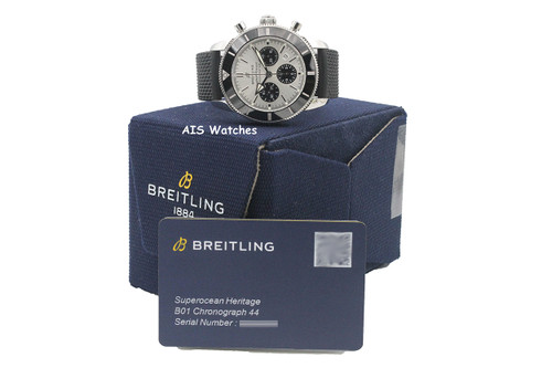 Breitling AB0162121G1S1 Superocean Heritage B01 Chrono Silver Dial Rubber B&P