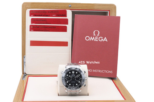 Omega Seamaster 300M SS 44MM Diver Chronograph Black 210.30.44.51.01.001 B&P