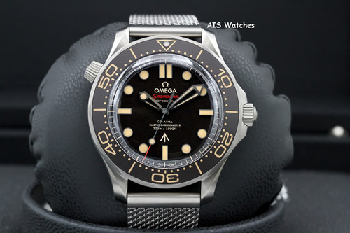 Omega Seamster Diver 300M No Time to Die 007 James Bond 210.90.42.20.01.001 Mesh Bracelet B&P