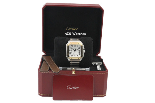 Cartier Santos De Cartier Large SS / Yellow Gold W2SA0009 White Dial 39.8MM B&P