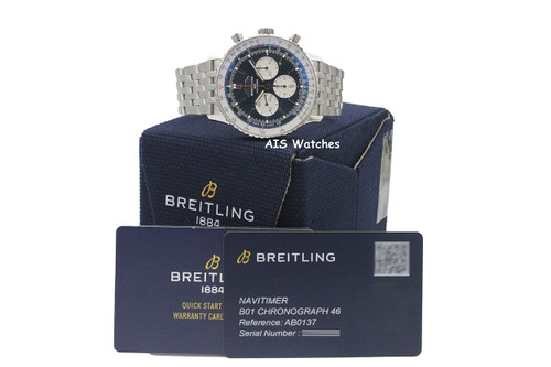 Breitling AB0137211C1A1 Navitimer B01 Chronograph 46MM Blue Dial SS Bracelet BP