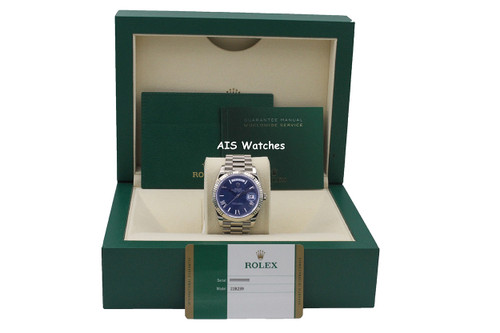 Rolex 228239 DayDate 40MM DD40 White Gold Blue Roman Dial 2019 Box & Papers