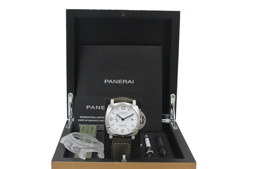 Panerai PAM 1314 Luminor 1950 3Days SS 44MM White Dial Box & Paper