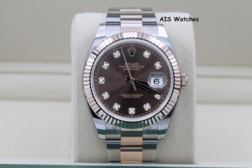 BNIB Rolex 126331 DateJust 41MM 18K RG / SS Chocolate Diamond Dial Oyster B&P