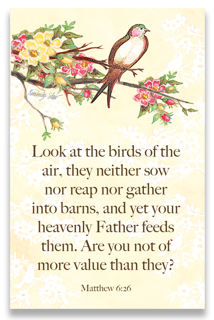 4 Perching Bird Scripture Cards - KimberlyShawGraphics.com