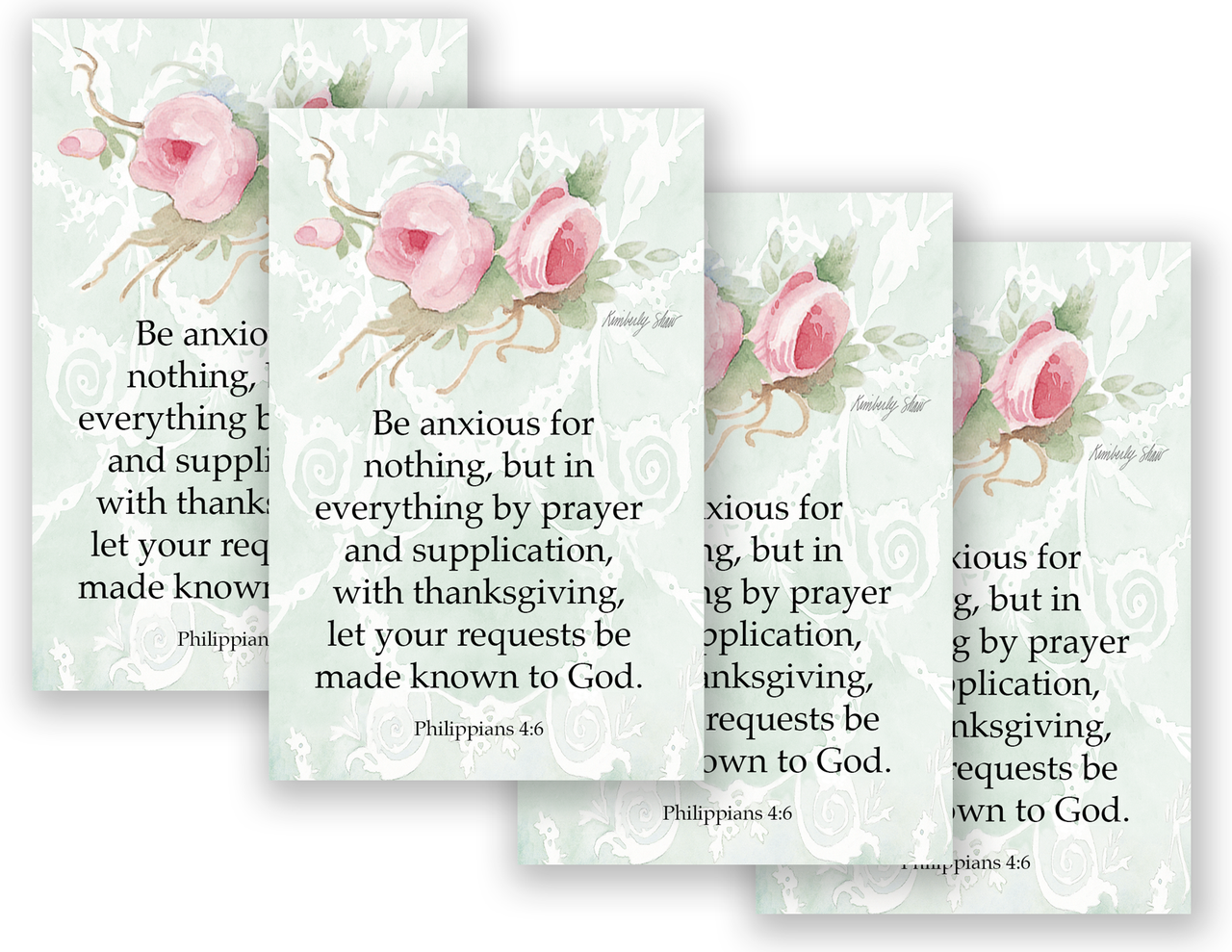 4 Pink Rose Scripture Cards
