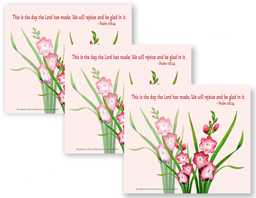3 Gladiolus Scripture Cards
