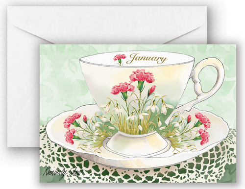 January Teacup Notecard