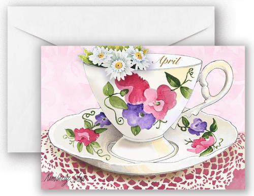 April Teacup Notecard