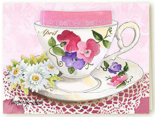 April tea card front