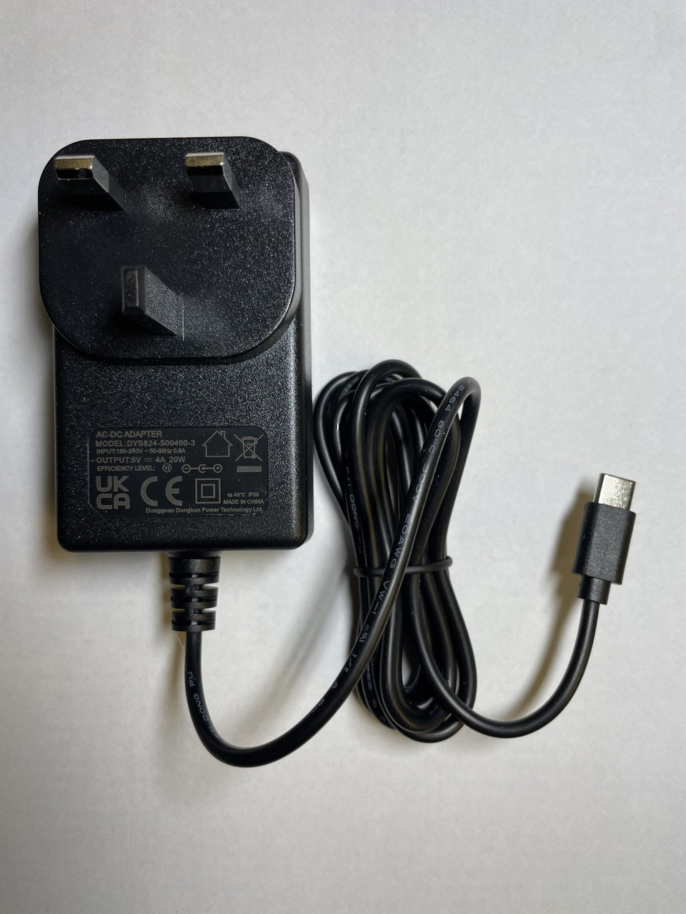 UK 5V 4A AC-DC Adaptor Power Supply Charger with USBC USB-C Connector
