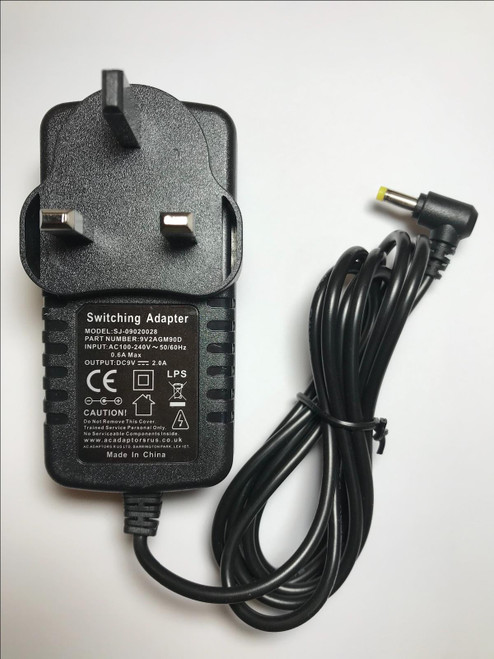 9V Mains AC Adaptor Charger for Curtis DVD8727UK 8727UK Portable DVD Player