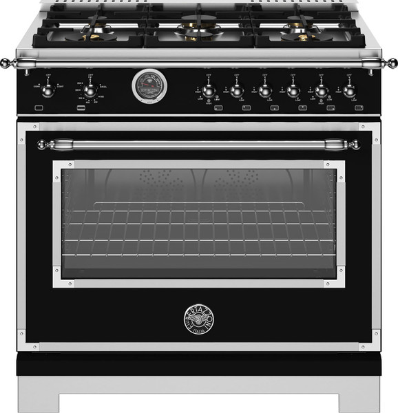 Bertazzoni - 36" Heritage Series range - Gas Oven - 6 brass burners - Black