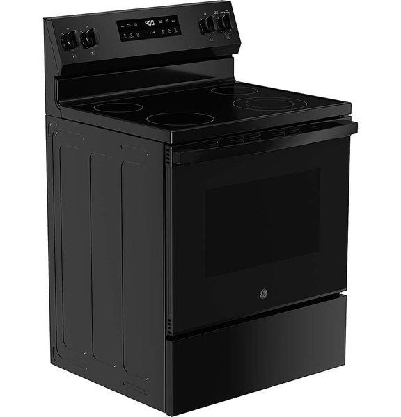 GE - 5.3 Cu. Ft. Freestanding Electric Range with Self-Clean and Steam Clean Option and Built-In Wi-Fi - Black