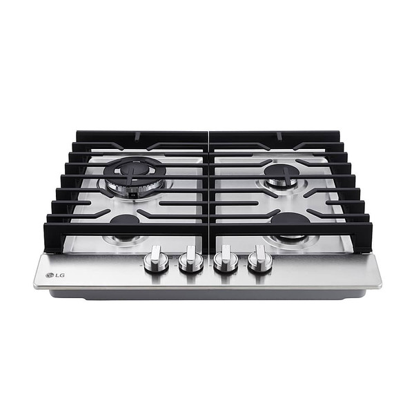 LG - 24" Built-in Gas Cooktop with 4 Burners and 14K UltraHeat Burner - Stainless Steel