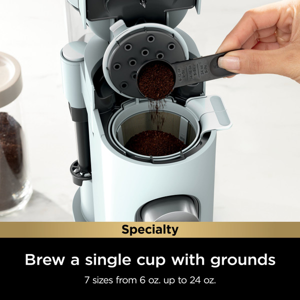 Ninja - Pods & Grounds Specialty Single-Serve Iced Coffee Maker, K-Cup Pod Compatible with Foldaway Milk Frother - Glacier Blue