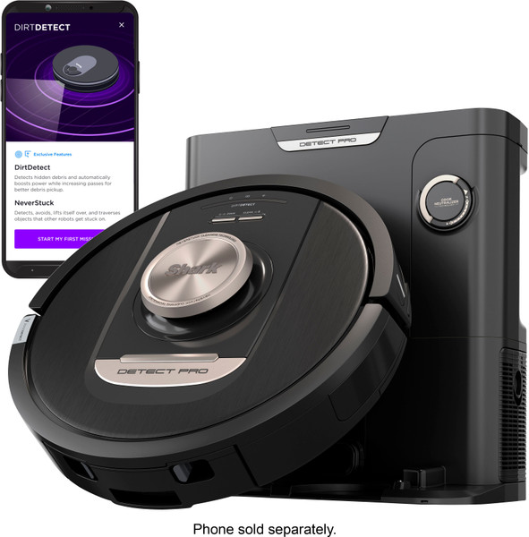 Shark - PowerDetect Self-Empty Robot Vacuum with NeverStuck Tech, HEPA Bagless Base, Advanced Object Detect, WiFi - Black