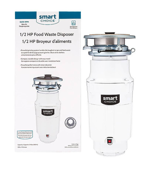 Smart Choice 1/2HP Garbage Disposal - White