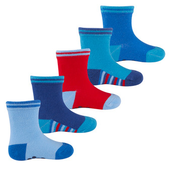 Baby Boys Socks With Anti Slip Grippers 5 Pairs Dark Blue