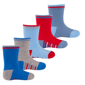 Baby Boys Socks With Anti Slip Grippers 5 Pairs Light Blue