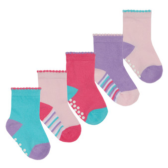 Baby Boys Socks With Anti-Slip Grippers 5 Pairs Purple Mix